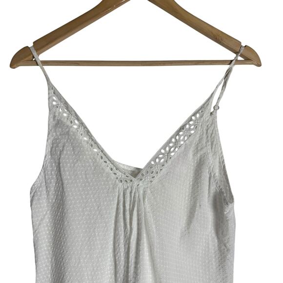 Oscar de la Renta Pink Label White Cotton V-Neck Eyelet Slip Pajama Dress Size L - Picture 2 of 8